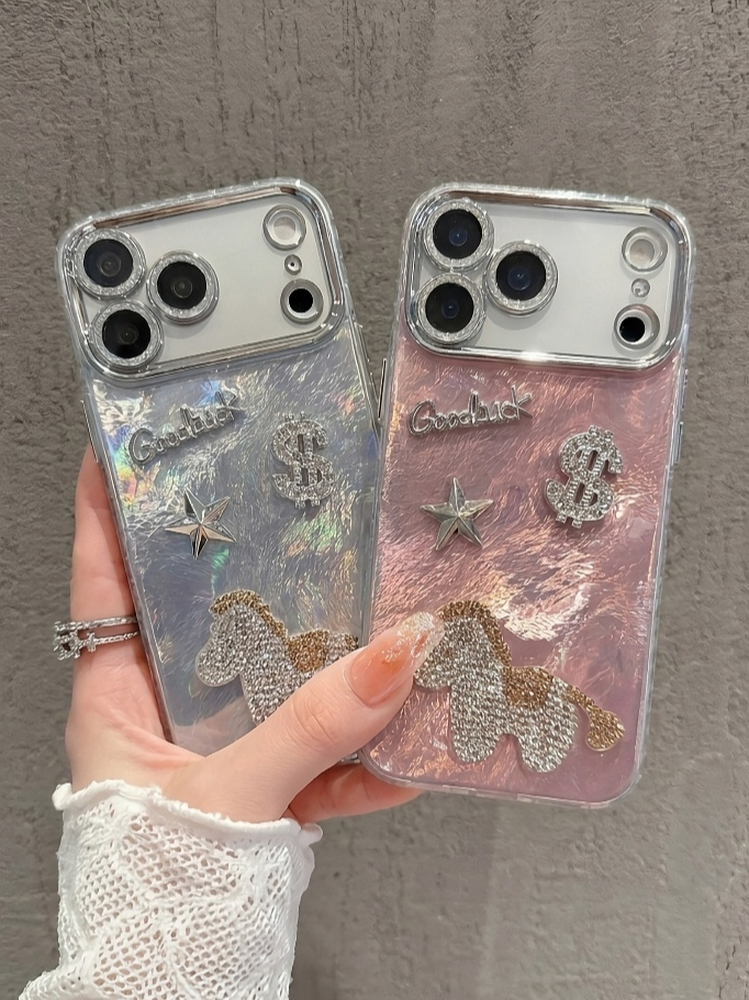 Ốp Lưng iPhone Đính Đá Thủ Công Đô La Fortune & Good Luck Mặt Lưng Đổi Màu Chống Sốc Bảo Vệ Camera