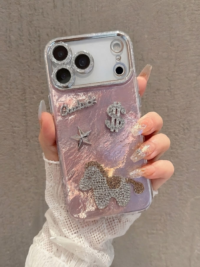 Ốp Lưng iPhone Đính Đá Thủ Công Đô La Fortune & Good Luck Mặt Lưng Đổi Màu Chống Sốc Bảo Vệ Camera