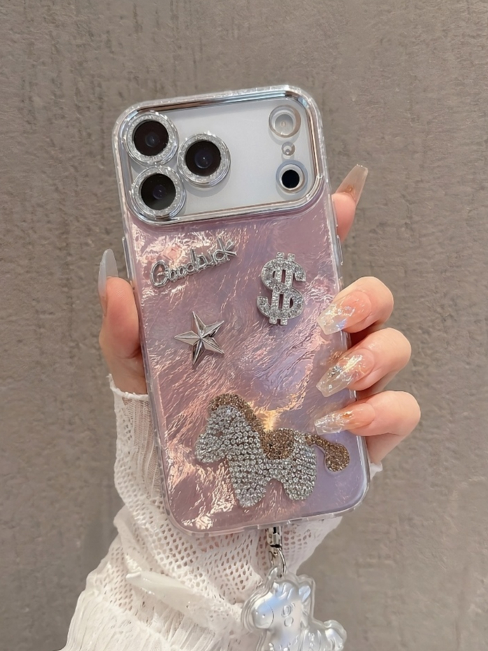 Ốp Lưng iPhone Đính Đá Thủ Công Đô La Fortune & Good Luck Mặt Lưng Đổi Màu Chống Sốc Bảo Vệ Camera