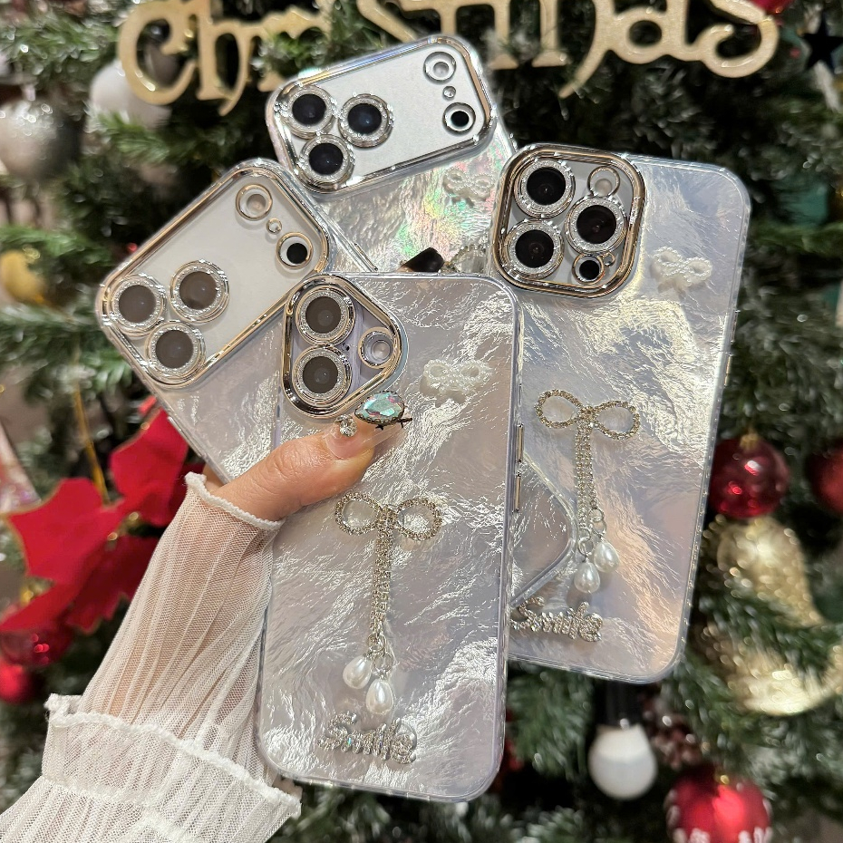 Ốp Lưng Iphone  Nơ Ngọc Ánh Bạc Lấp Lánh - Sáng Mọi Lúc Mọi Nơi ✨