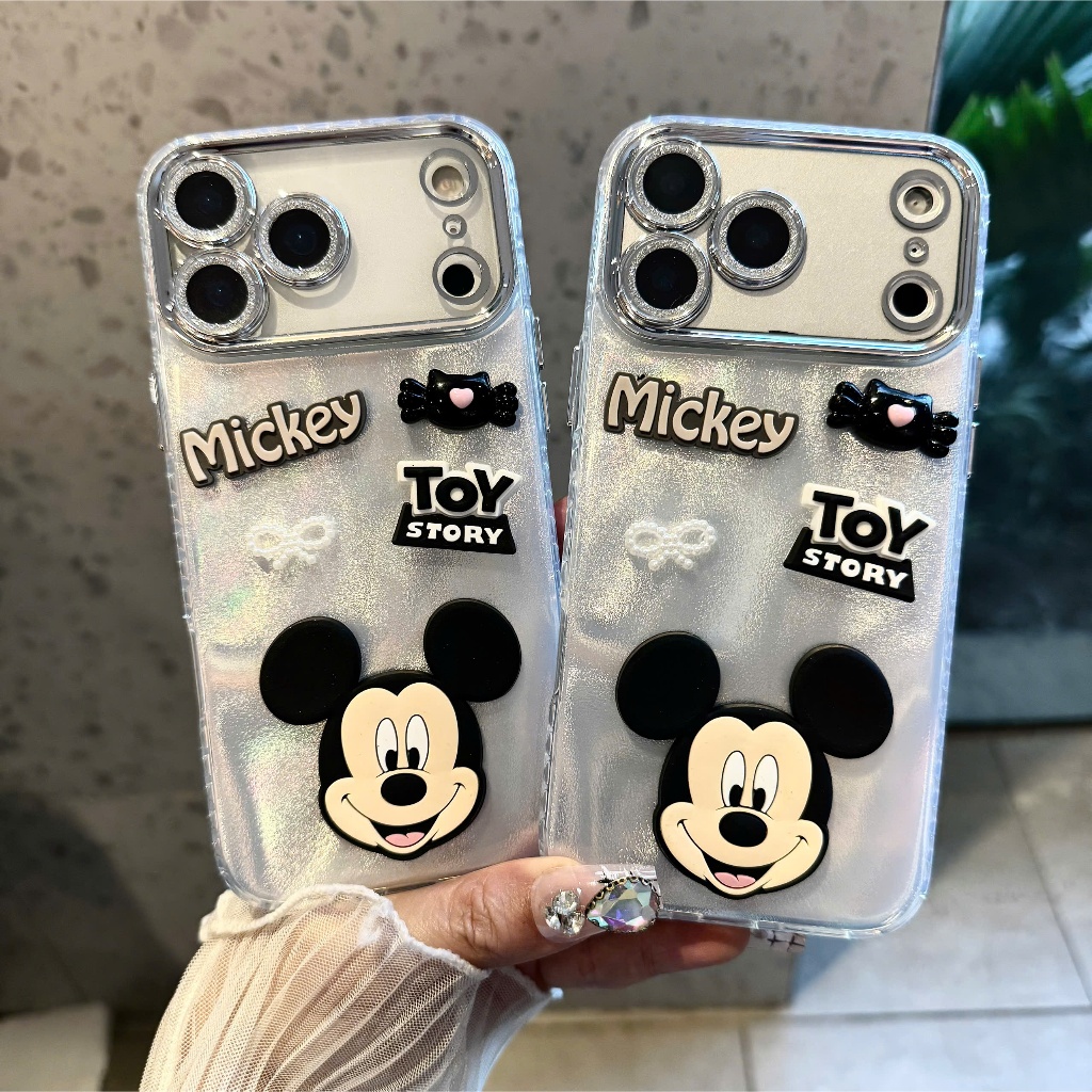 Ốp Lưng Bling Bling iPhone - Nhũ Bạc Ánh Kim, Viền Cam Nạm Đá