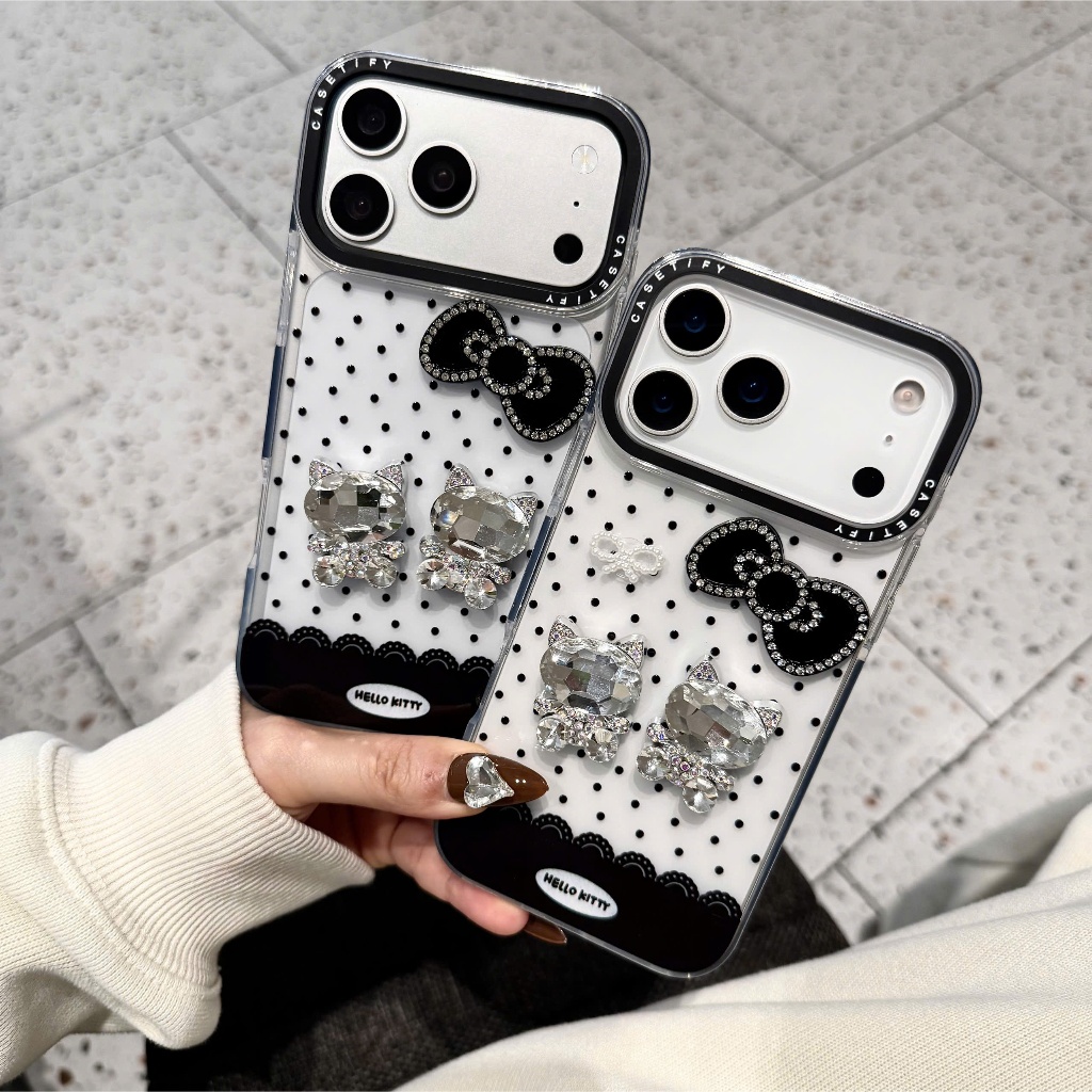 Ốp Lưng Iphone Pha Lê Nàng Mèo Kiêu Xa -  Cat Black And White 🐱🖤🤍