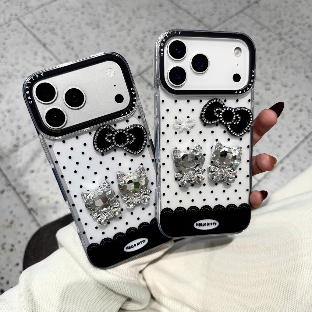 Ốp Lưng Iphone Pha Lê Nàng Mèo Kiêu Xa -  Cat Black And White 🐱🖤🤍