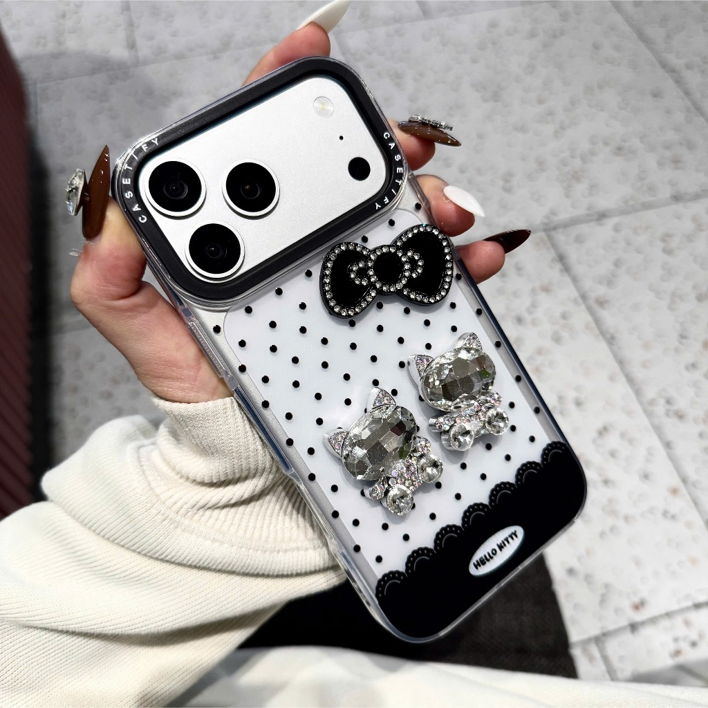 Ốp Lưng Iphone Pha Lê Nàng Mèo Kiêu Xa -  Cat Black And White 🐱🖤🤍