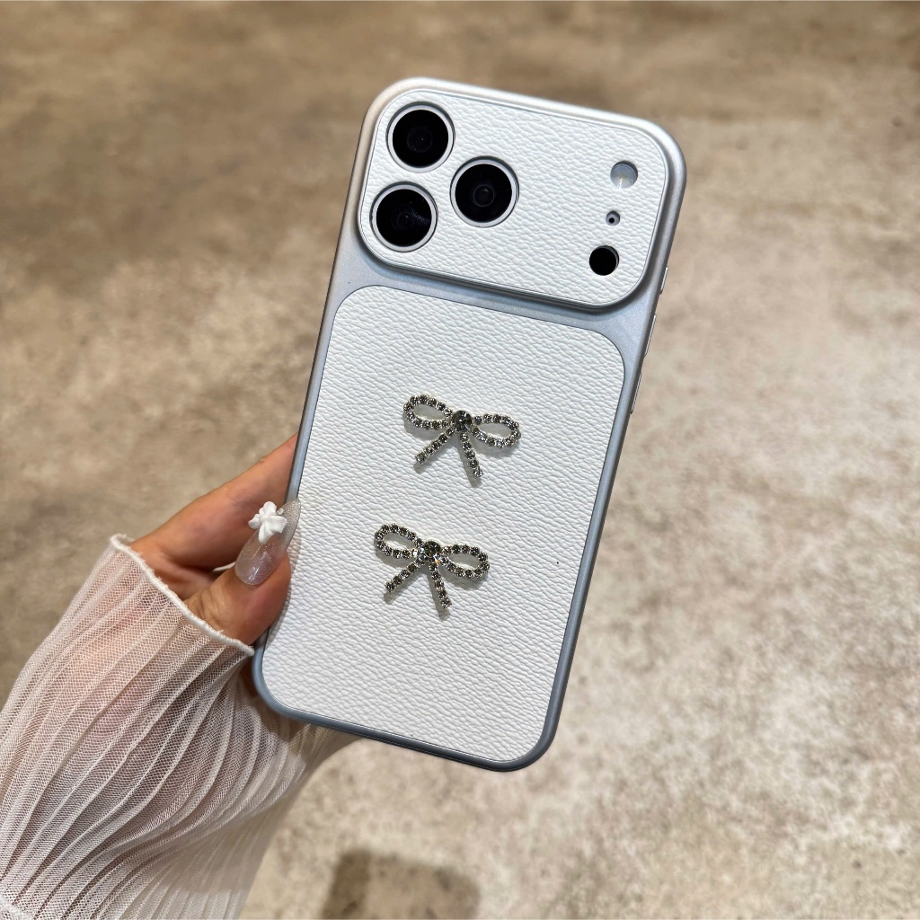 Ốp Lưng Iphone_Ốp Da Đính Nơ Cao Cấp