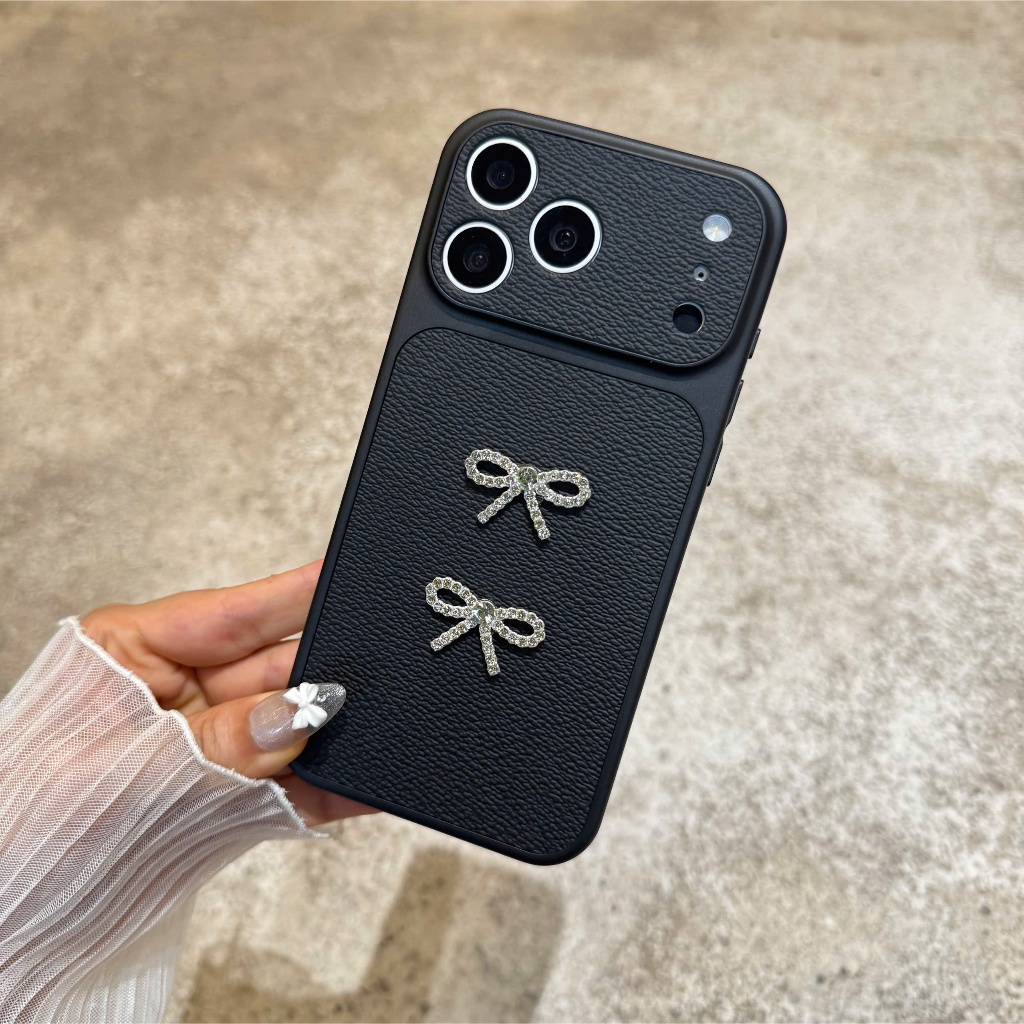 Ốp Lưng Iphone_Ốp Da Đính Nơ Cao Cấp