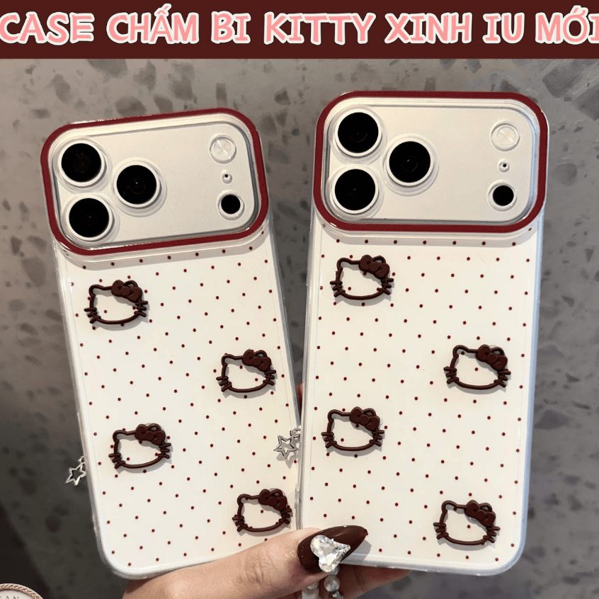 ỐP LƯNG IPHONE - CHẤM BI KITTY XINH