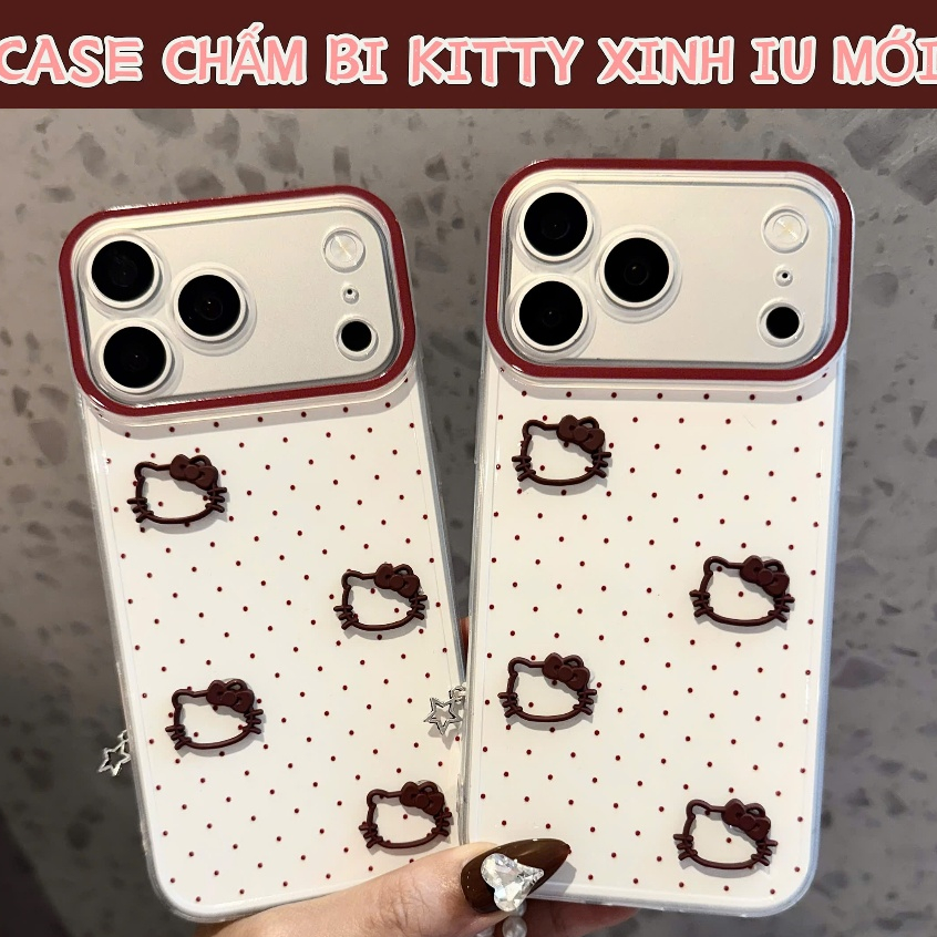 ỐP LƯNG IPHONE - CHẤM BI KITTY XINH