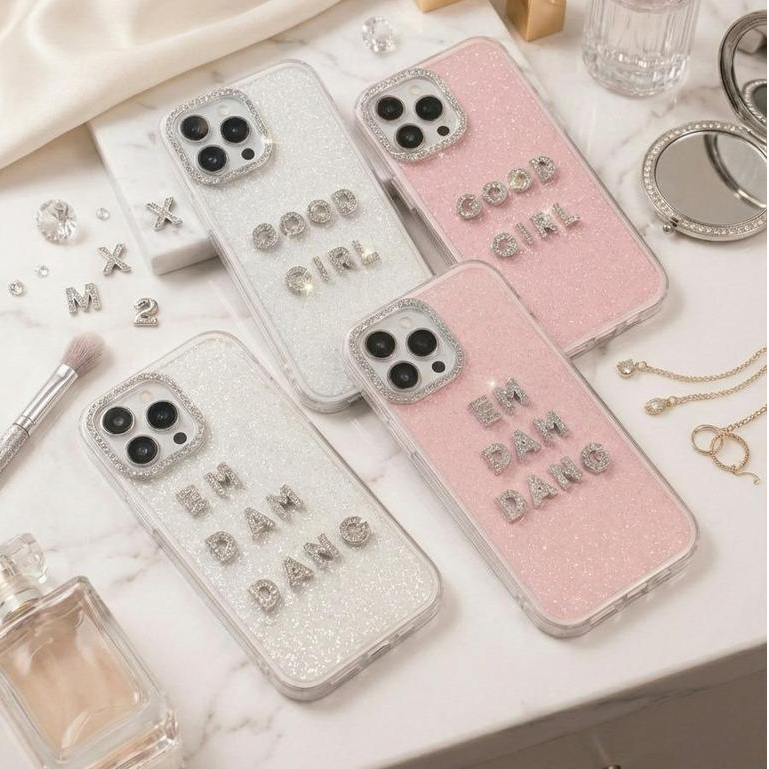 Ốp Lưng Iphone Đính Đá Chữ Lấp Lánh - Quyến Rũ Cho Phái Đẹp -