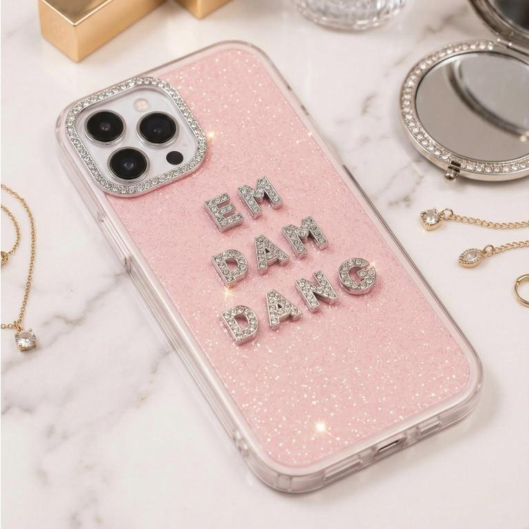 Ốp Lưng Iphone Đính Đá Chữ Lấp Lánh - Quyến Rũ Cho Phái Đẹp -