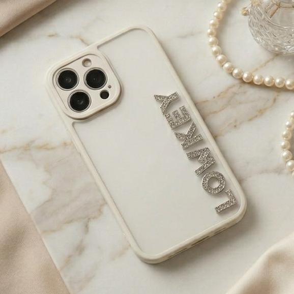 Ốp Lưng Iphone Màu Be Đính Chữ _ Bộ Sưu Tập 