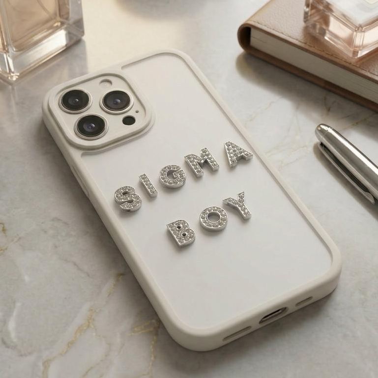 Ốp Lưng Iphone Màu Be Đính Chữ _ Bộ Sưu Tập 