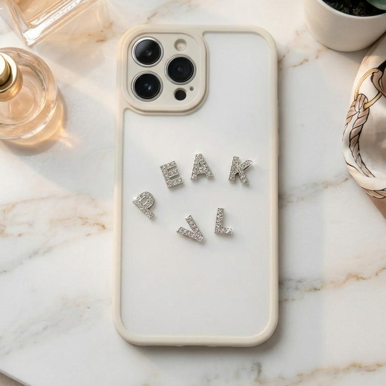Ốp Lưng Iphone Màu Be Đính Chữ _ Bộ Sưu Tập 