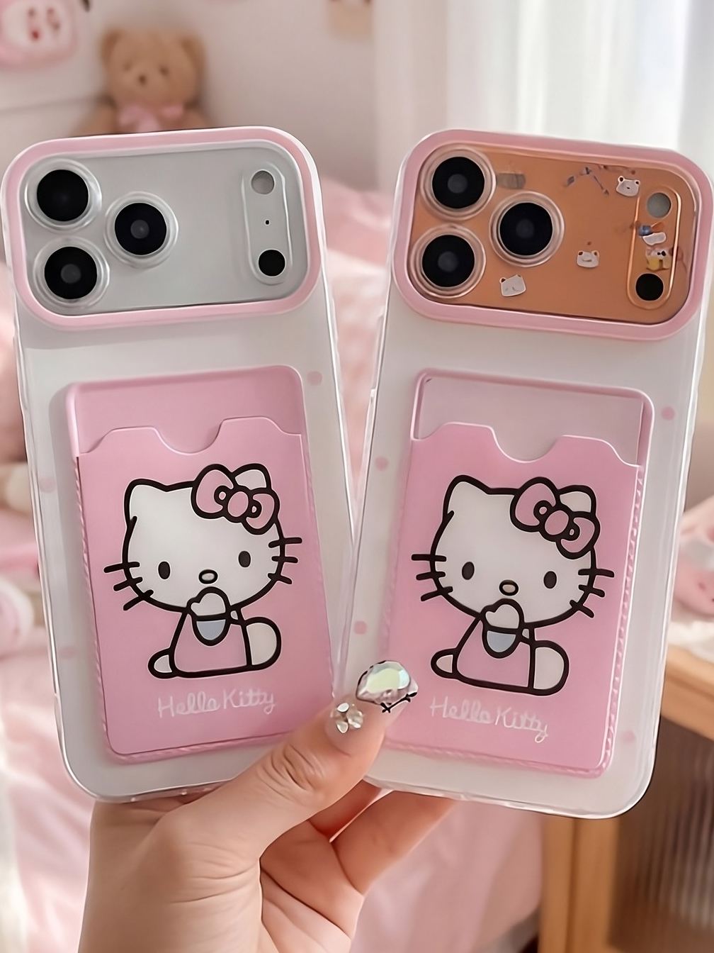 Ốp Lưng Cute Card Holder – Ốp Lưng Kèm Ngăn Đựng Thẻ Trend 2026 (Tặng kèm 1 bộ charm)