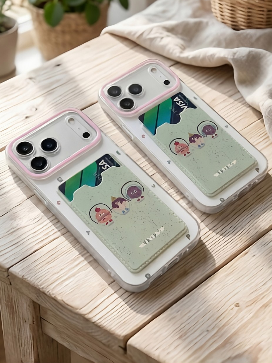 Ốp Lưng Cute Card Holder – Ốp Lưng Kèm Ngăn Đựng Thẻ Trend 2026 (Tặng kèm 1 bộ charm)