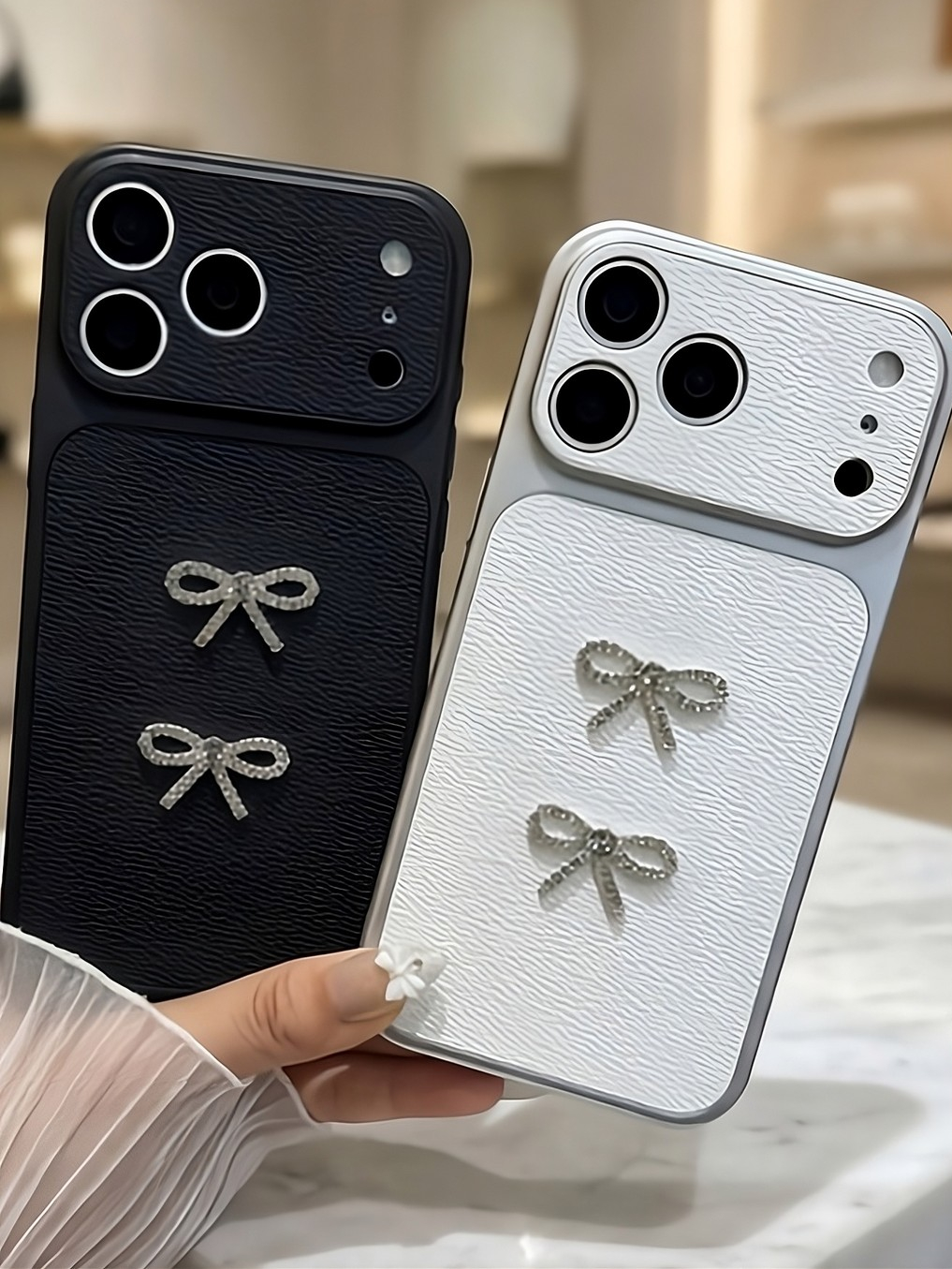 Ốp Lưng Iphone_Ốp Da Đính Nơ Cao Cấp