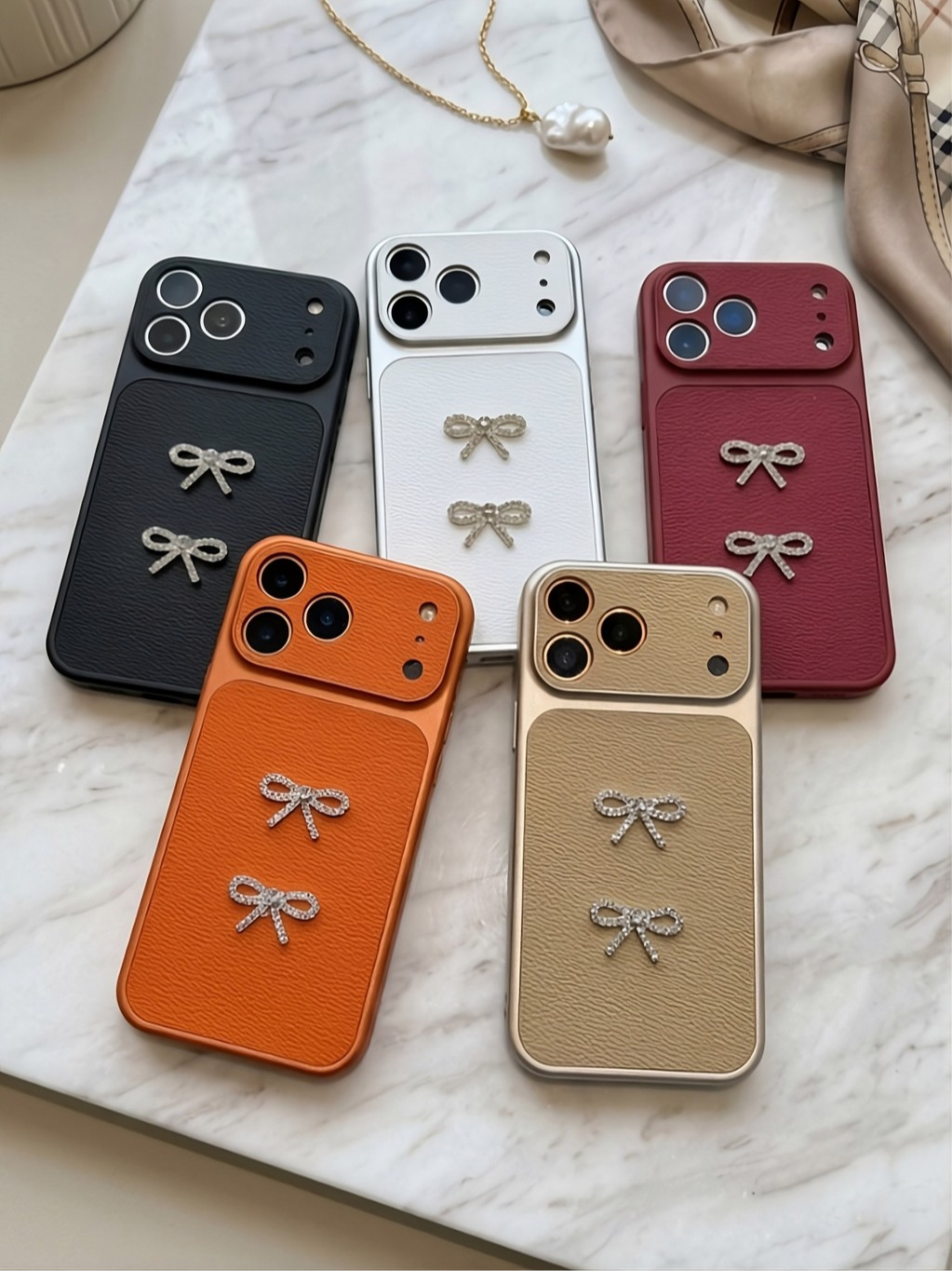 Ốp Lưng Iphone_Ốp Da Đính Nơ Cao Cấp