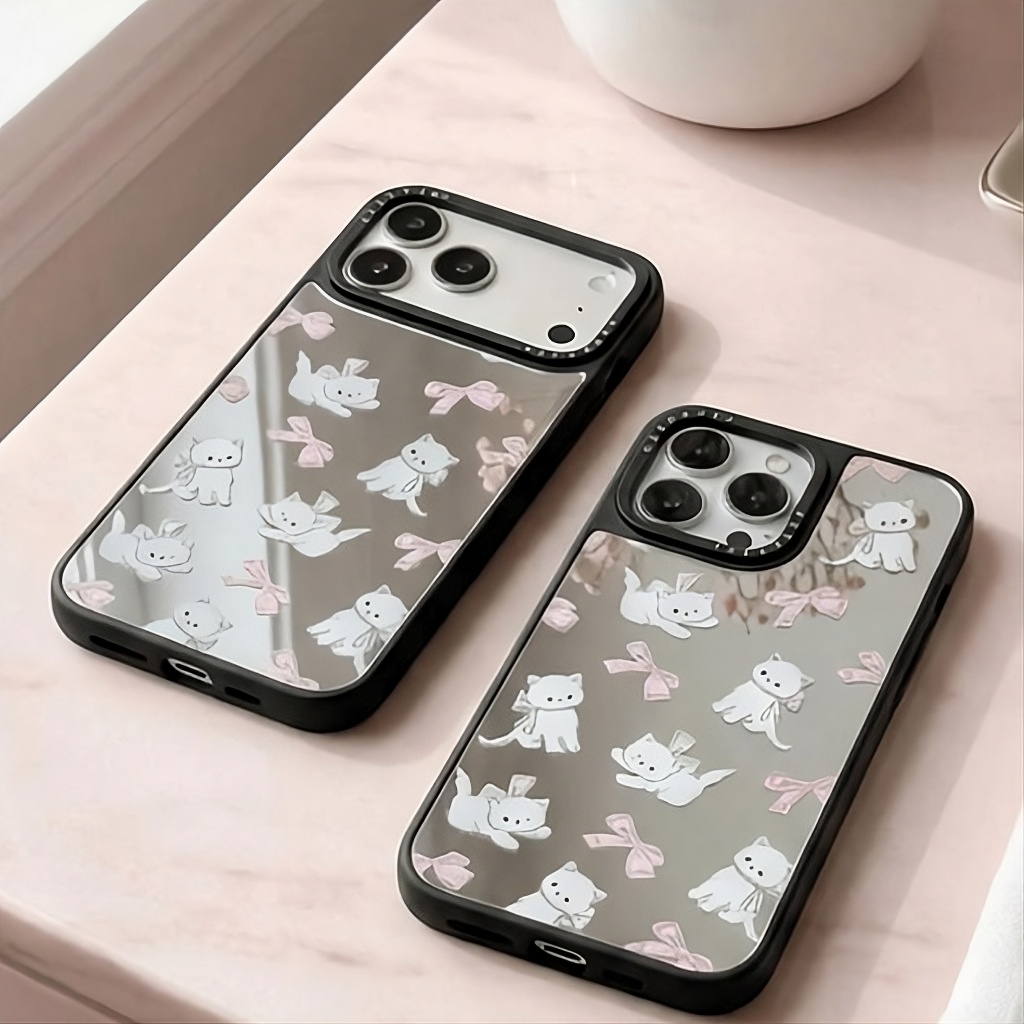 Ốp Lưng iPhone Mèo Nơ Lung Linh - Gương Xinh, Mèo Xịn