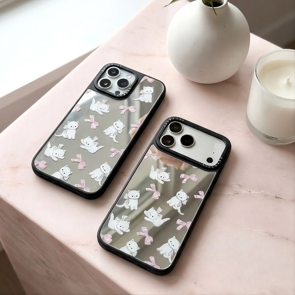 Ốp Lưng iPhone Mèo Nơ Lung Linh - Gương Xinh, Mèo Xịn