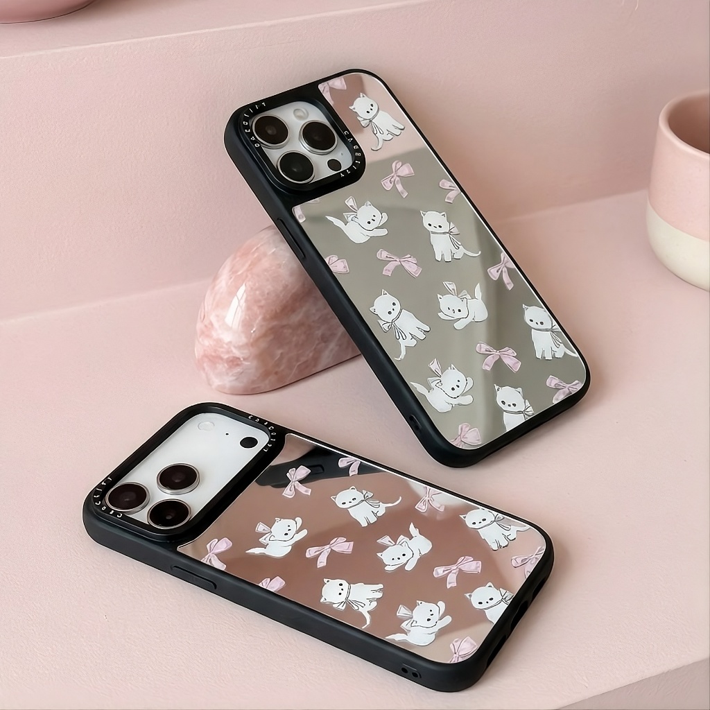 Ốp Lưng iPhone Mèo Nơ Lung Linh - Gương Xinh, Mèo Xịn