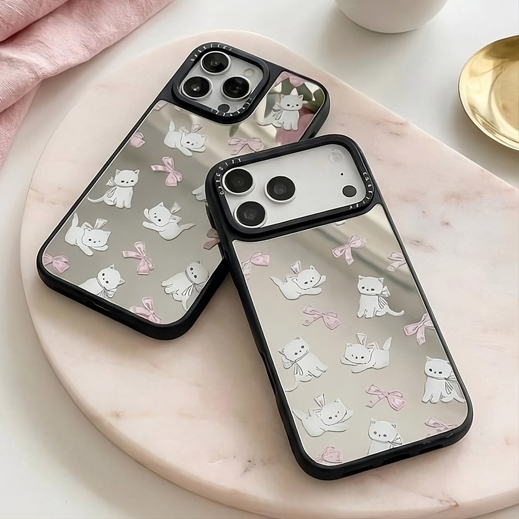 Ốp Lưng iPhone Mèo Nơ Lung Linh - Gương Xinh, Mèo Xịn