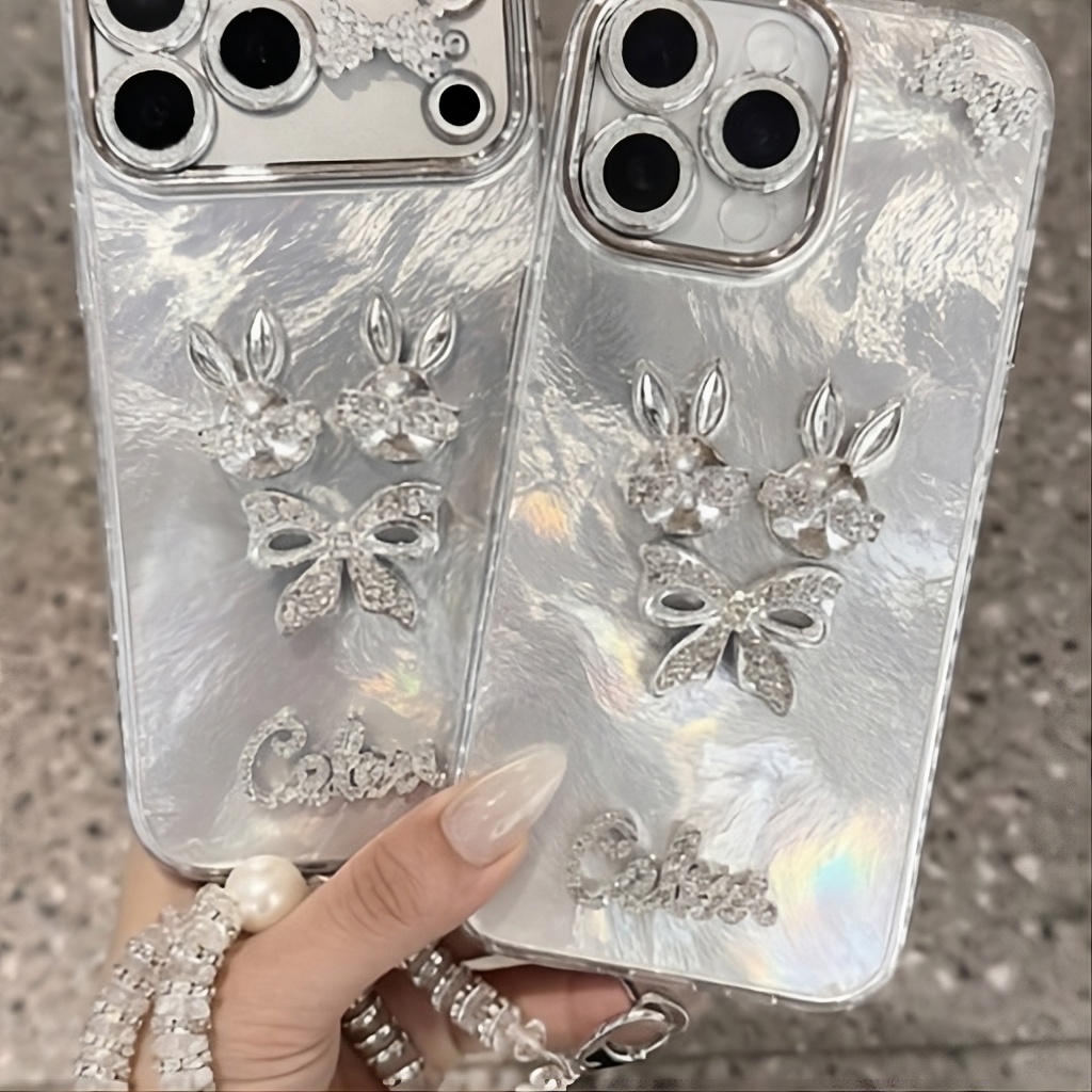 Ốp Lưng iPhone Thỏ Bạc Bling Bling - Cá Tính Luxury