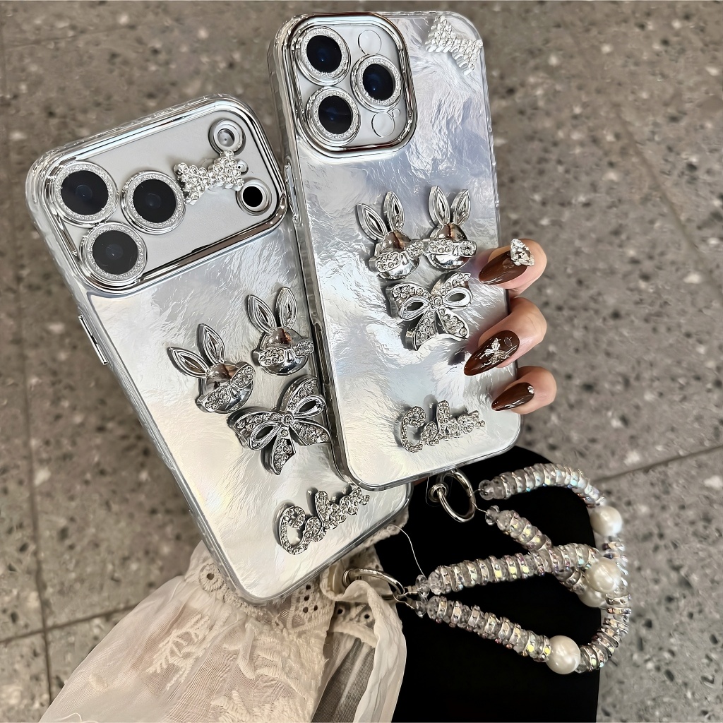 Ốp Lưng iPhone Thỏ Bạc Bling Bling - Cá Tính Luxury