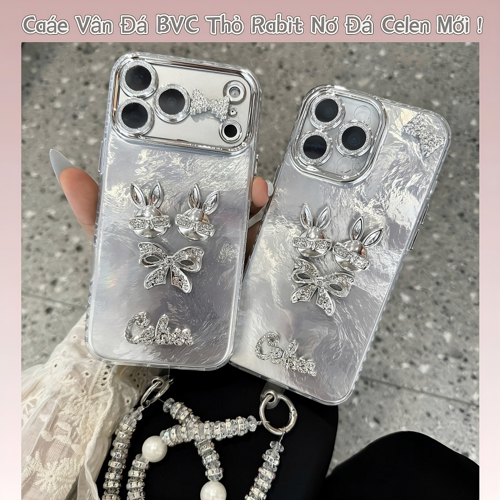 Ốp Lưng iPhone Thỏ Bạc Bling Bling - Cá Tính Luxury