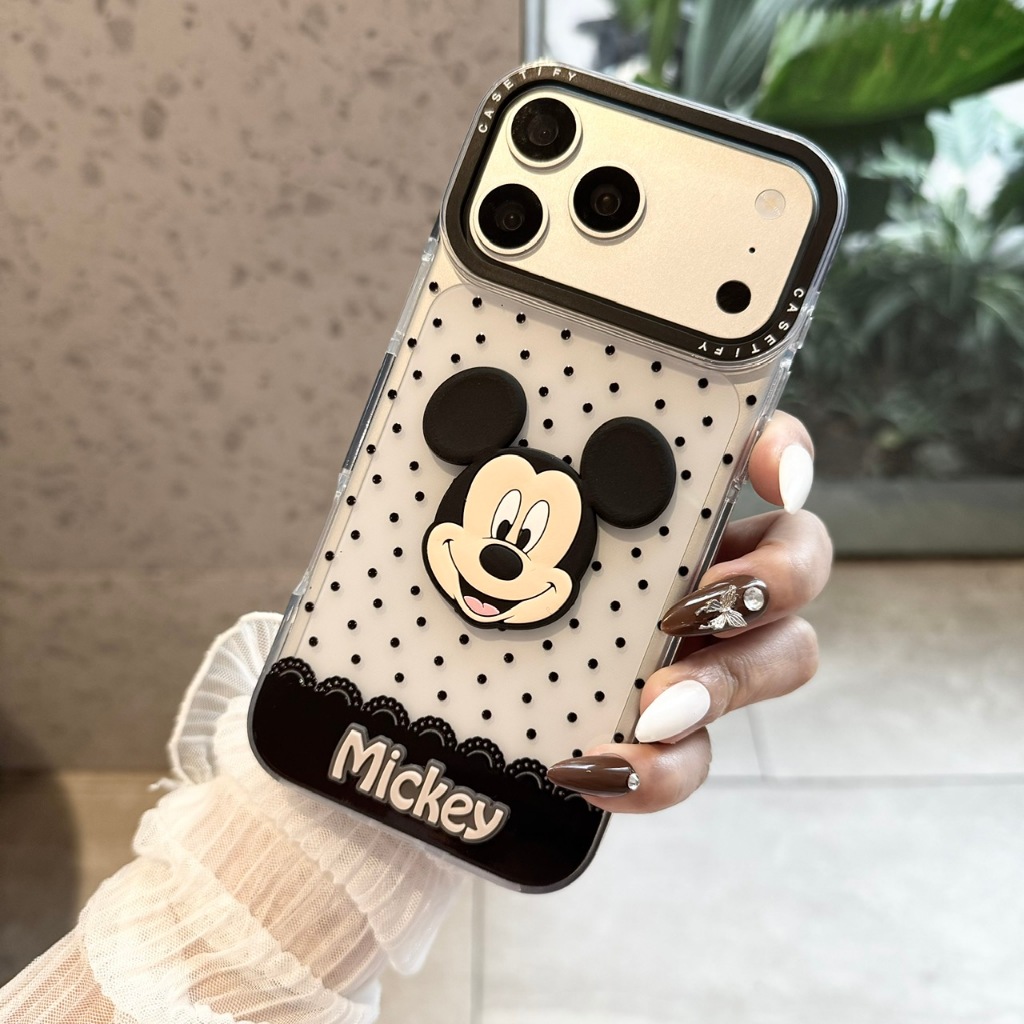 Ốp Lưng Iphone_Ốp Chấm Bi Đen Mickey