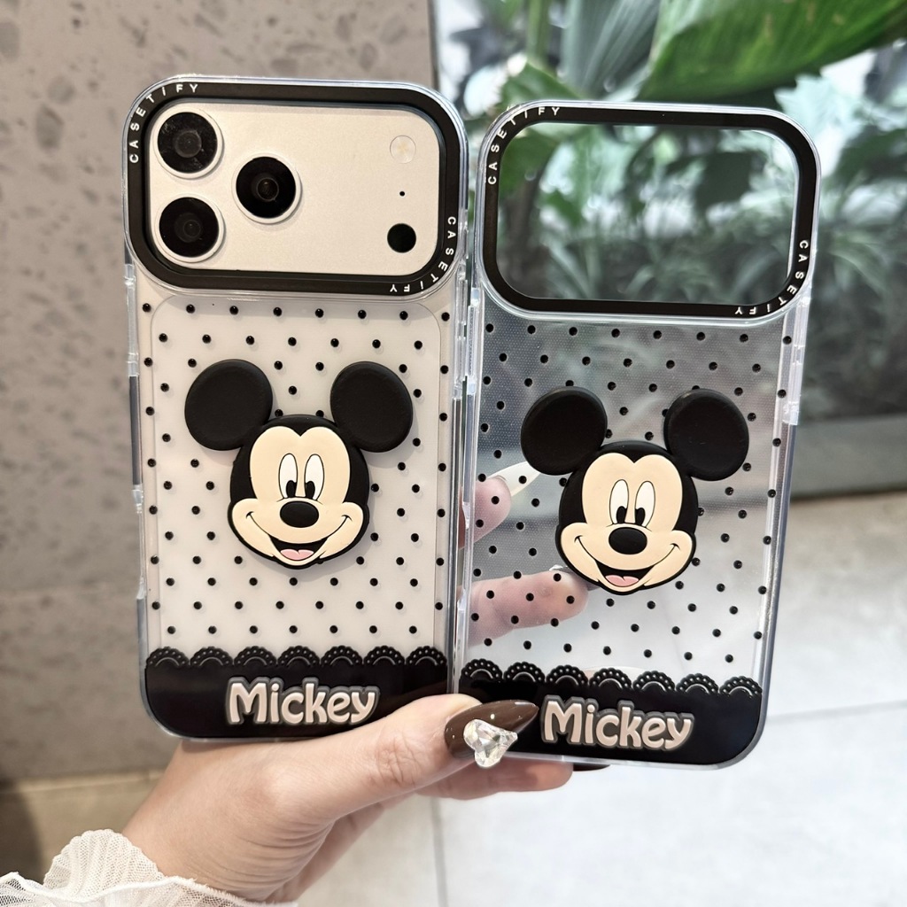 Ốp Lưng Iphone_Ốp Chấm Bi Đen Mickey