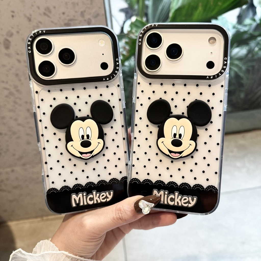 Ốp Lưng Iphone_Ốp Chấm Bi Đen Mickey