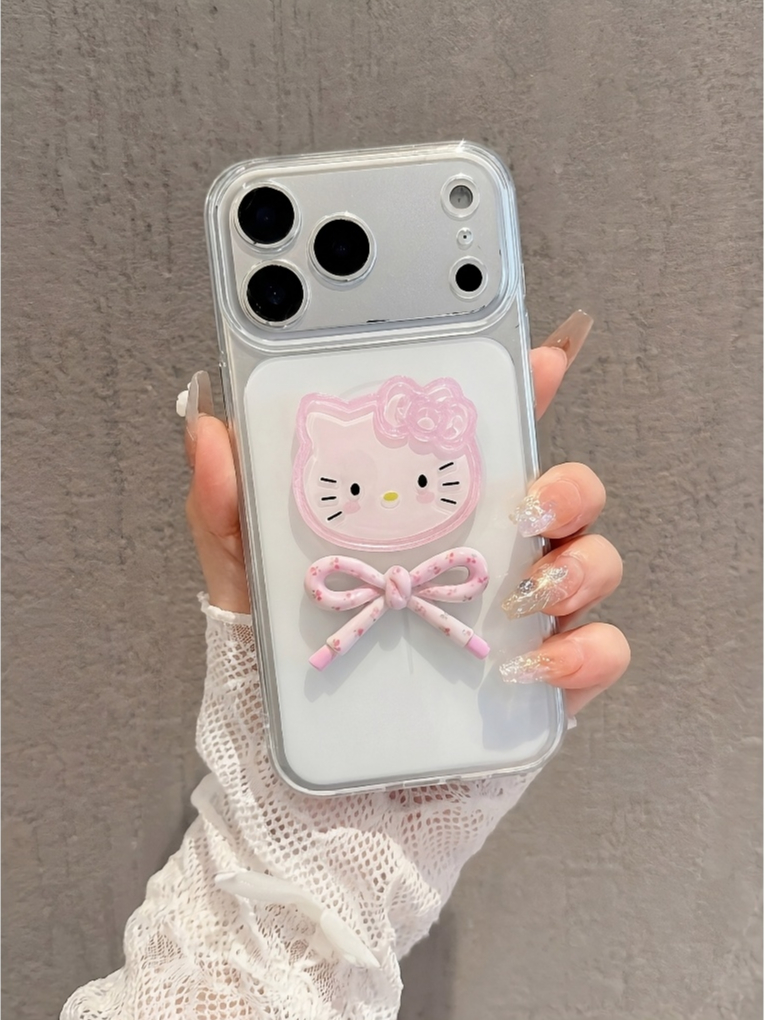 Ốp Lưng Iphone Hello Kitty Kẹo Ngọt Nơ 3D – Viền Camera Chống Sốc