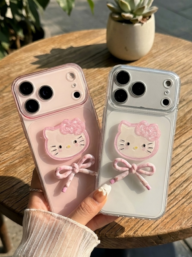 Ốp Lưng Iphone Hello Kitty Kẹo Ngọt Nơ 3D – Viền Camera Chống Sốc