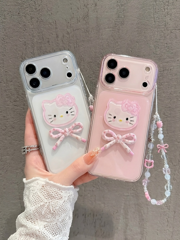Ốp Lưng Iphone Hello Kitty Kẹo Ngọt Nơ 3D – Viền Camera Chống Sốc