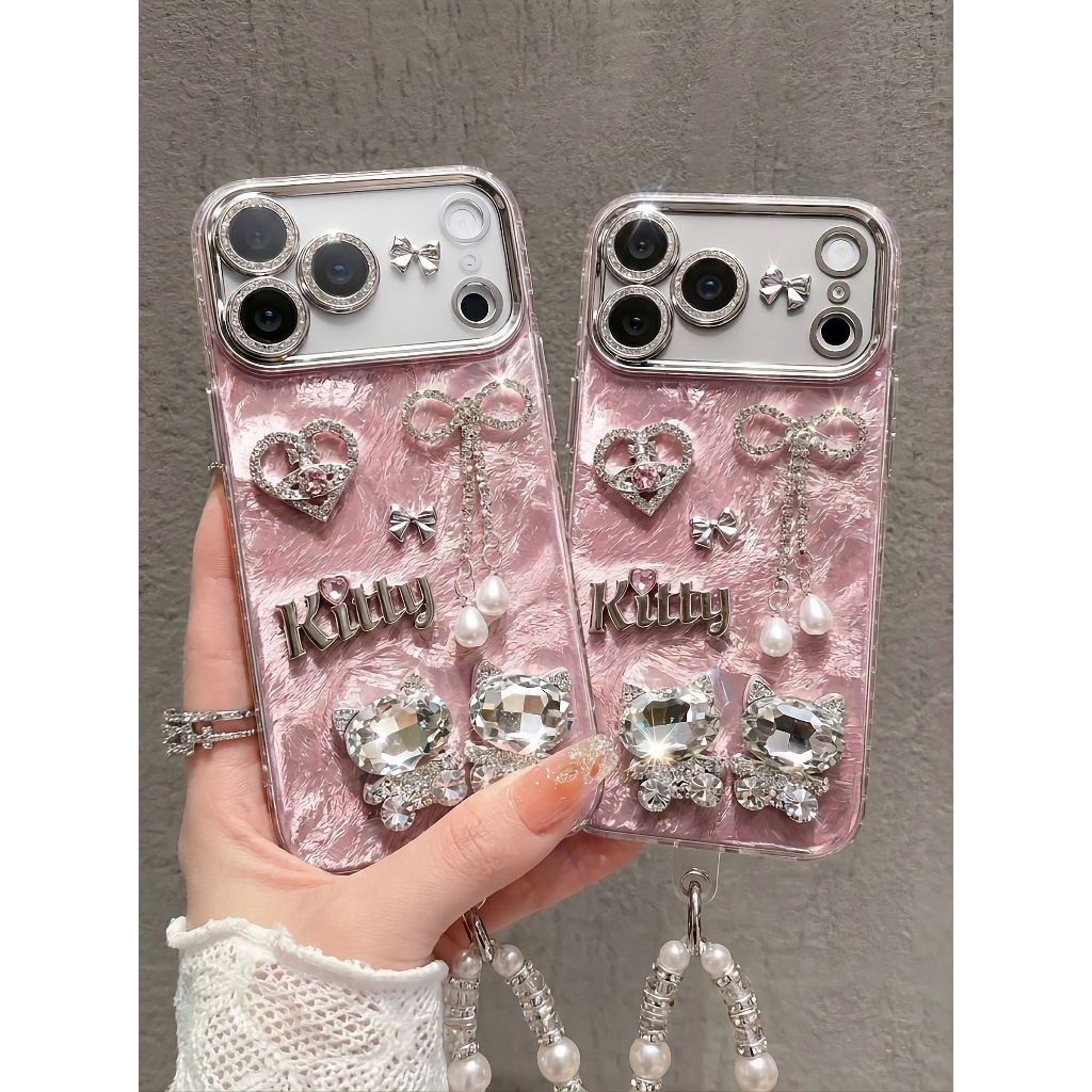 Ốp Lưng Iphone Kitty Diamond Silk - Ốp Lưng Mèo Đính Đá Pha Lê Bling Bling Sang Chảnh