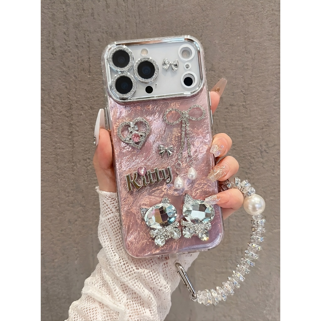 Ốp Lưng Iphone Kitty Diamond Silk - Ốp Lưng Mèo Đính Đá Pha Lê Bling Bling Sang Chảnh