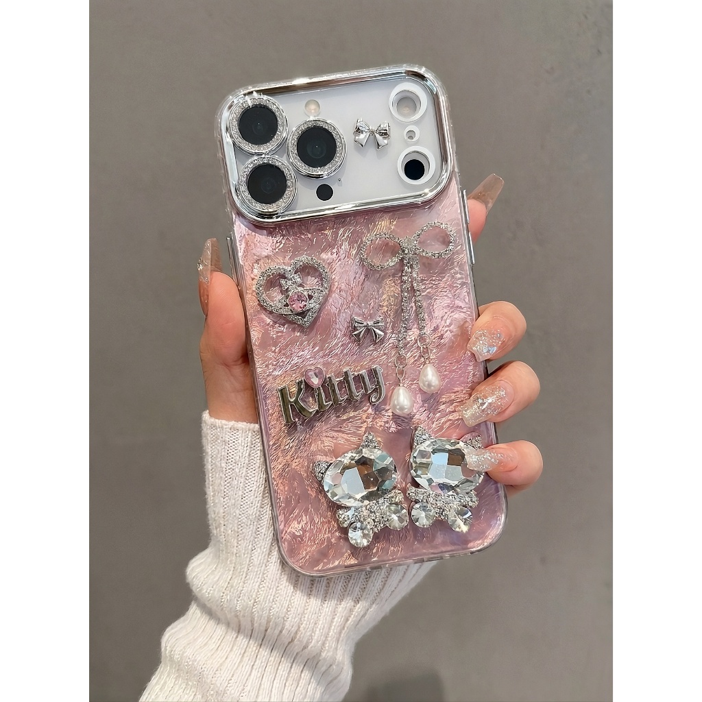 Ốp Lưng Iphone Kitty Diamond Silk - Ốp Lưng Mèo Đính Đá Pha Lê Bling Bling Sang Chảnh