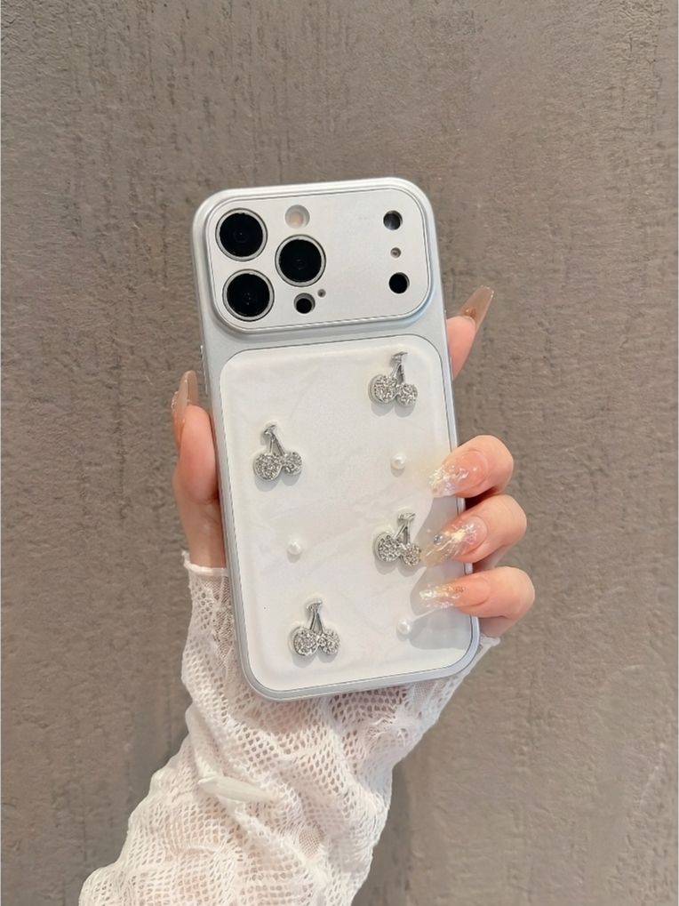 Ốp Lưng iPhone Đính Đá Cherry Lấp Lánh