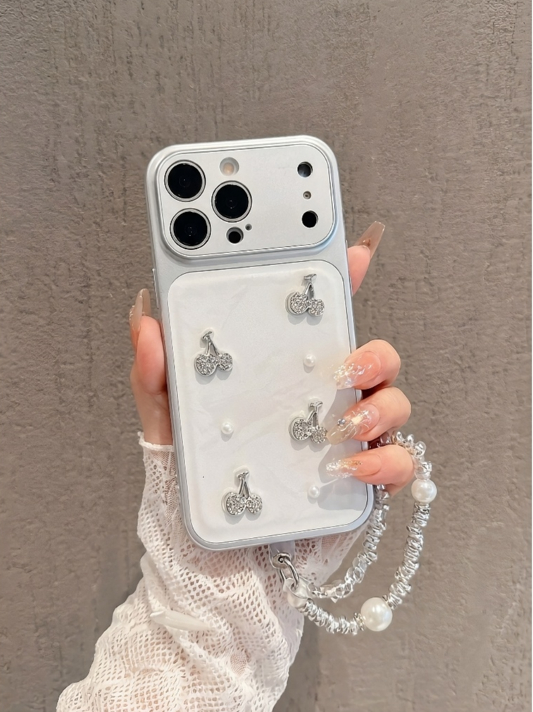 Ốp Lưng iPhone Đính Đá Cherry Lấp Lánh