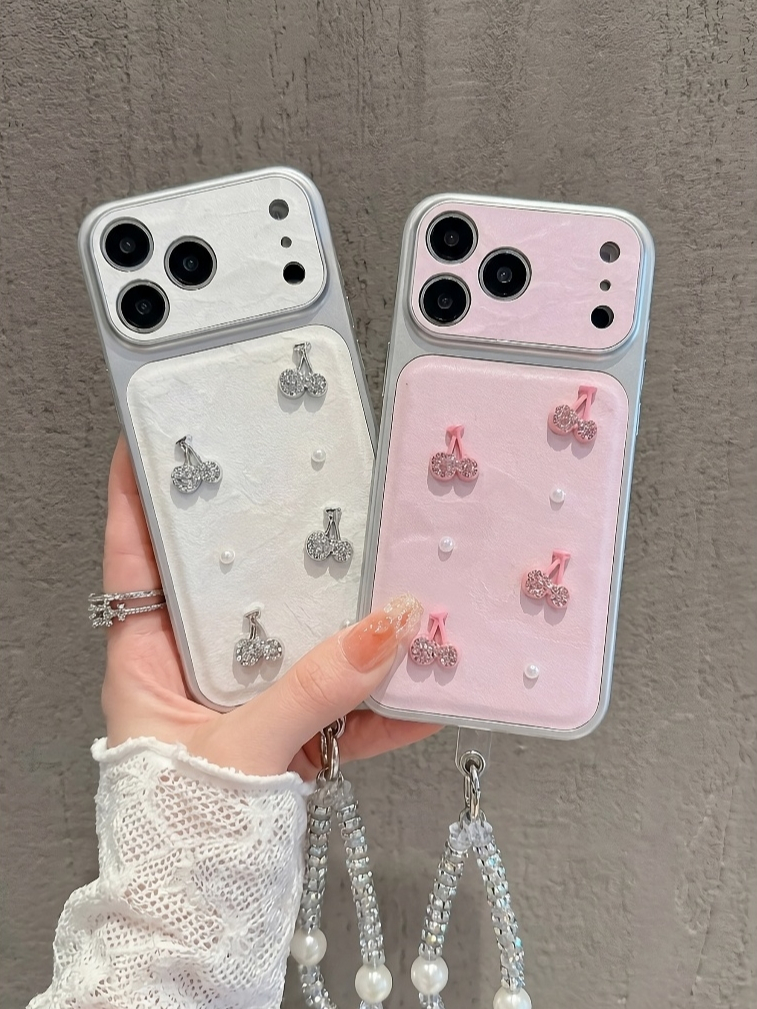 Ốp Lưng iPhone Đính Đá Cherry Lấp Lánh