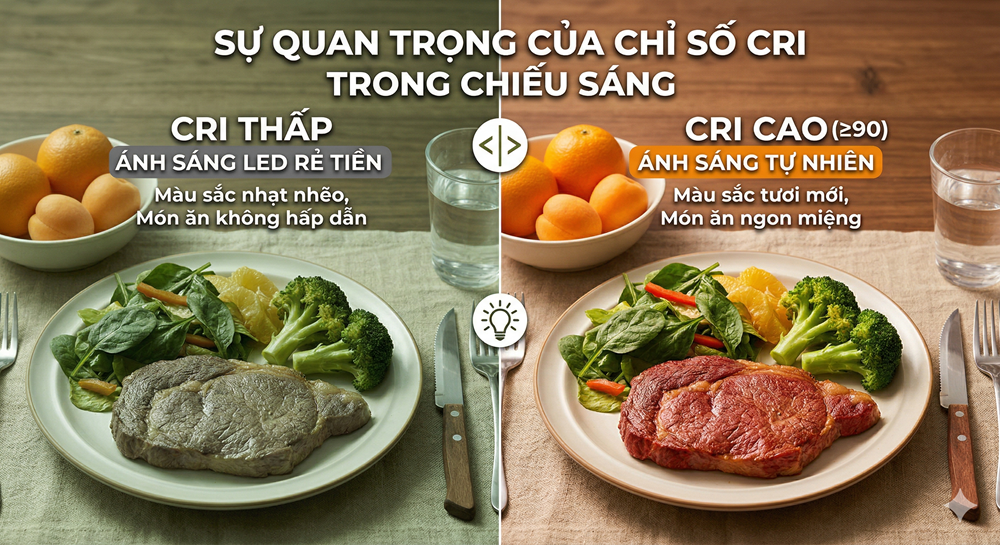 CRI là gì? Chỉ số mà 90% người mua đèn bỏ qua, nhưng quyết định mọi thứ bạn nhìn thấy trong nhà