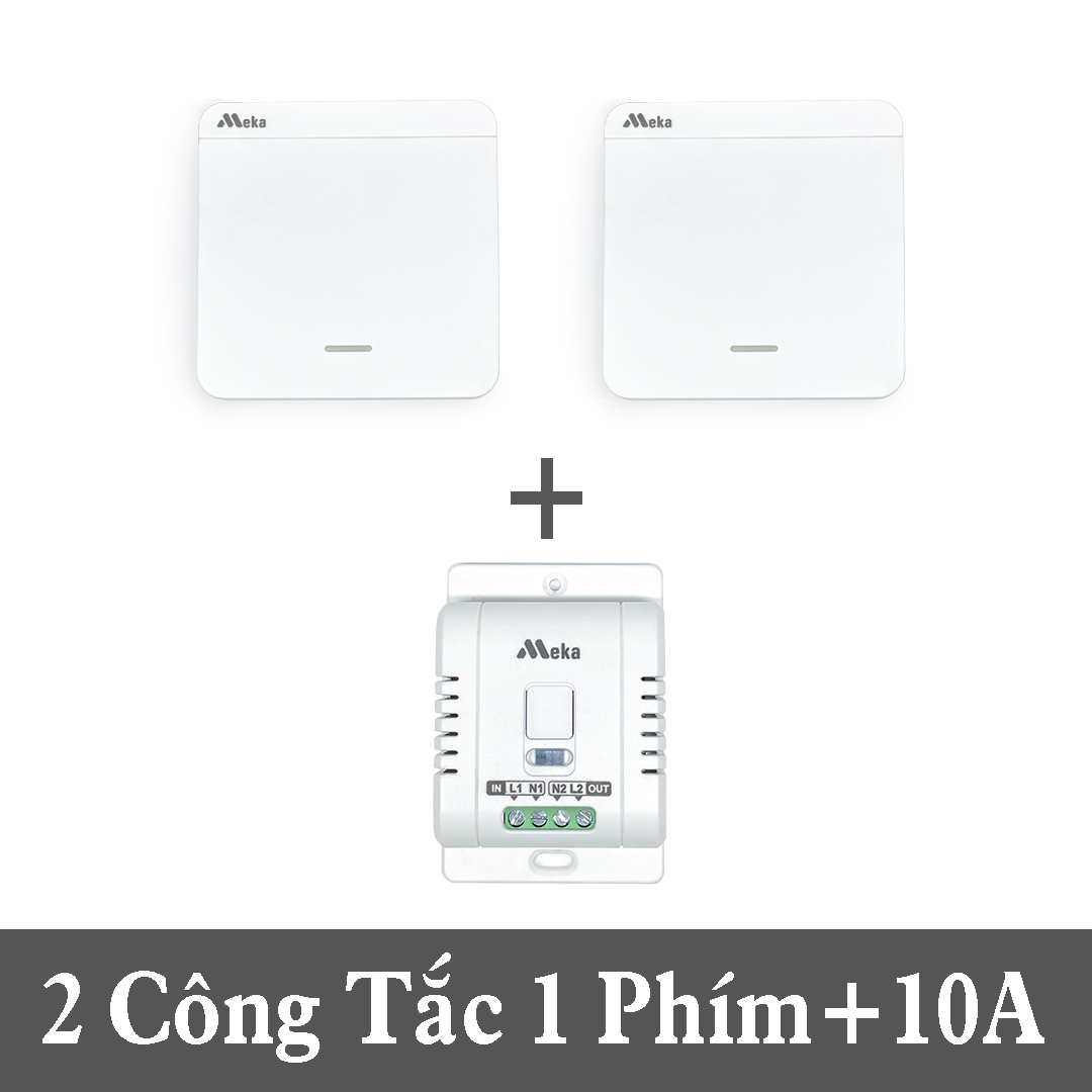 Bộ công tắc điều khiển không dây từ xa (2 công tắc 1 phím + 1 thu 10A)