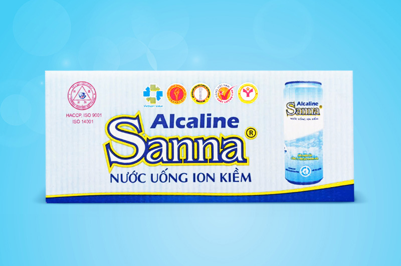 Nước uống Ion kiềm Sanna đóng lon thùng 24 lon