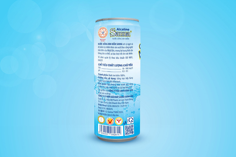 Nước uống Ion kiềm Sanna đóng lon