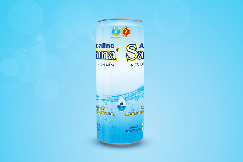 Nước uống Ion kiềm Sanna đóng lon