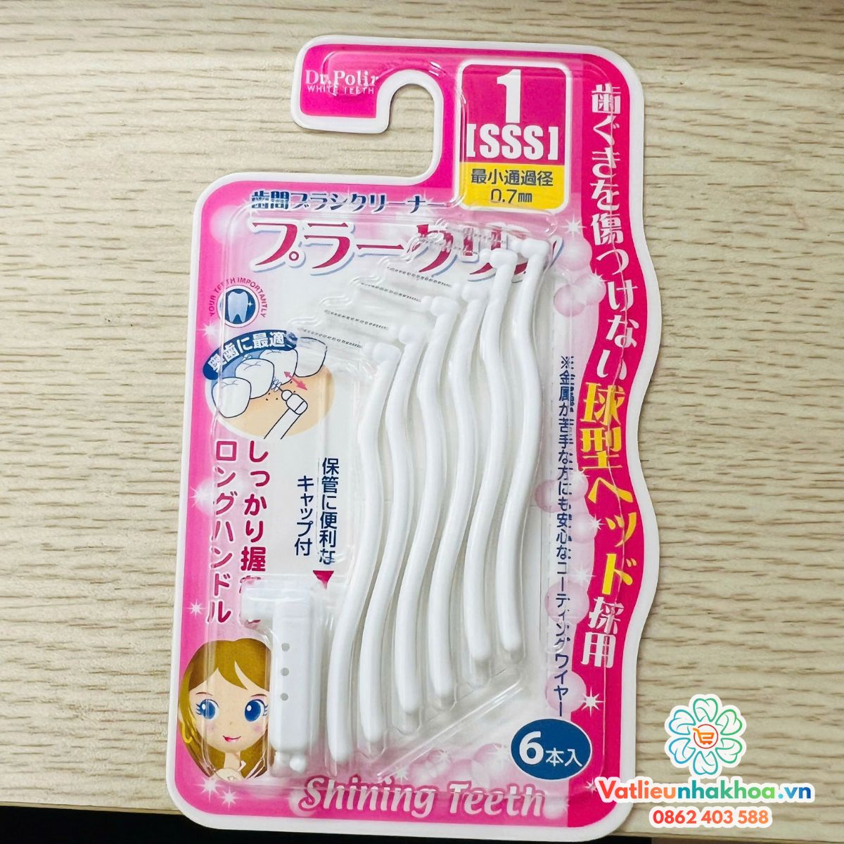 Bàn Chải Kẽ Răng Dr.Polir Vỉ 6 Cây Nhật Bản Chuyên Dùng Cho Người Chỉnh Nha Niềng Răng