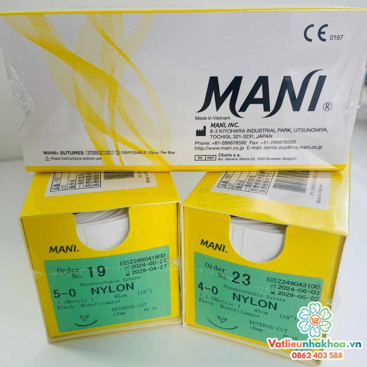 Chỉ khâu phẫu thuật không tiêu tiệt trùng Nylon - Mani