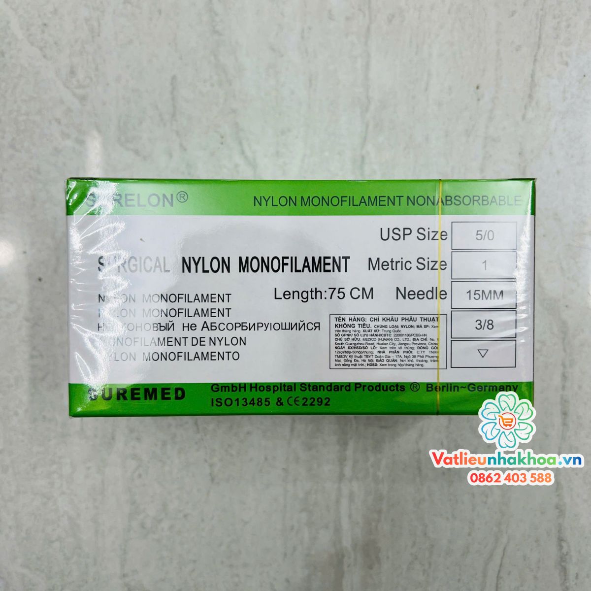 Chỉ khâu phẫu thuật không tiêu Nylon - Surelon hộp 12 sợi - SUREMED