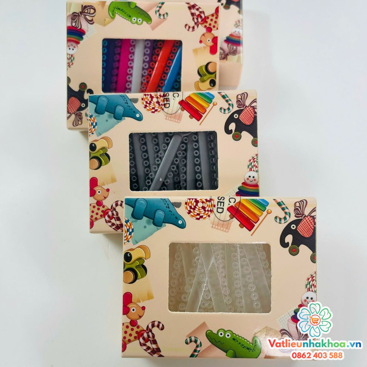 Chun tại chỗ - Thun Đơn buộc mắc cài Hàn Quốc - Hộp 40 cây