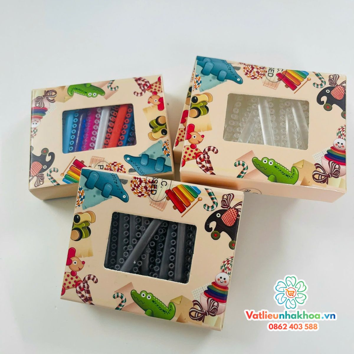 Chun tại chỗ - Thun Đơn buộc mắc cài Hàn Quốc - Hộp 40 cây